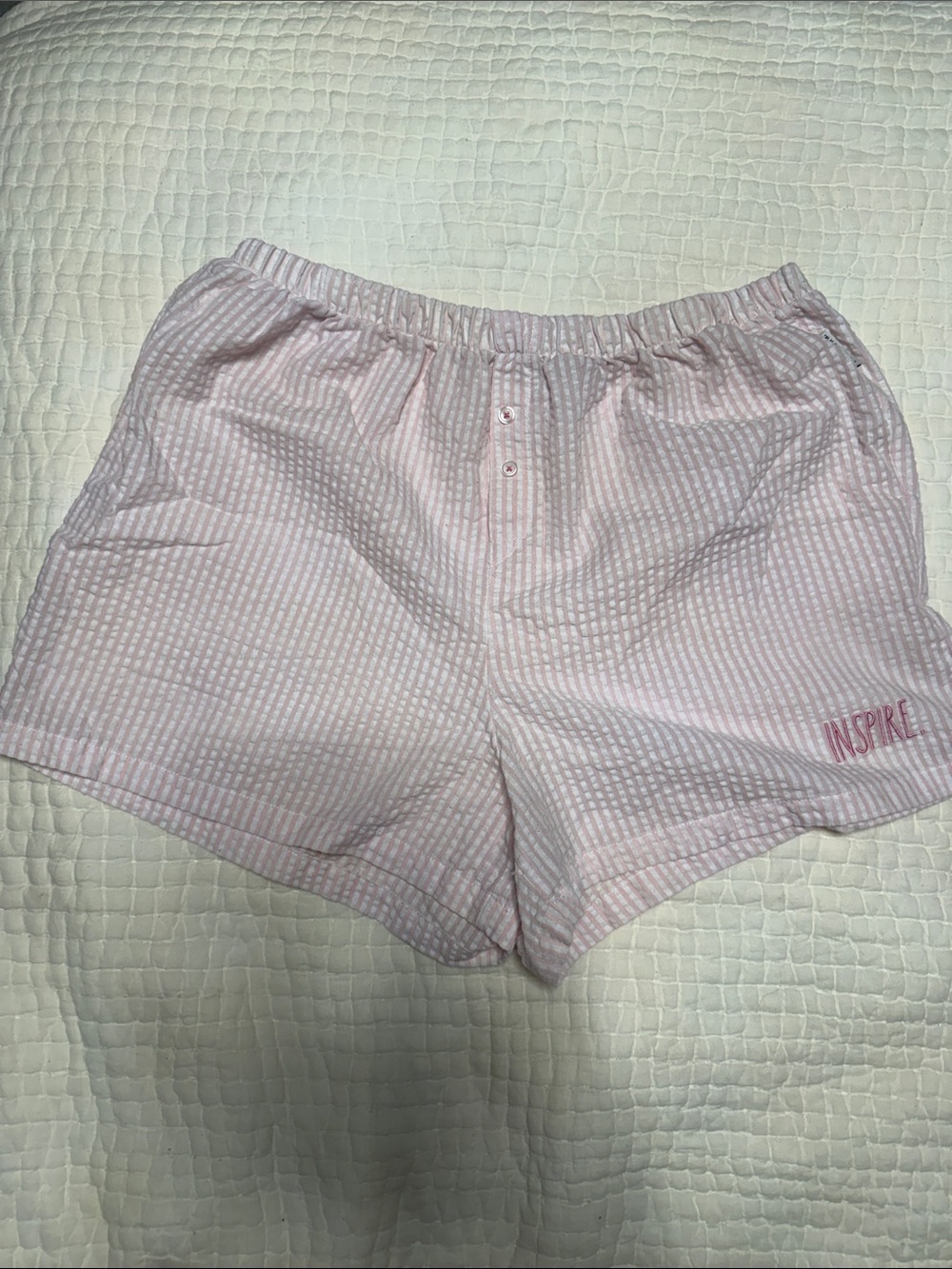 Rae Dunn Light Pink Striped Lounge Shorts